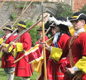 Militia on patrol with officer
